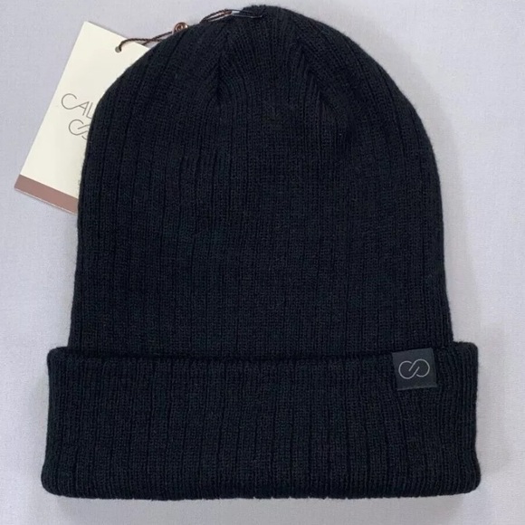 NWT Calia Easentials Ribbed Beanie Womens One Size Pure Black Winter Hat - Picture 1 of 5